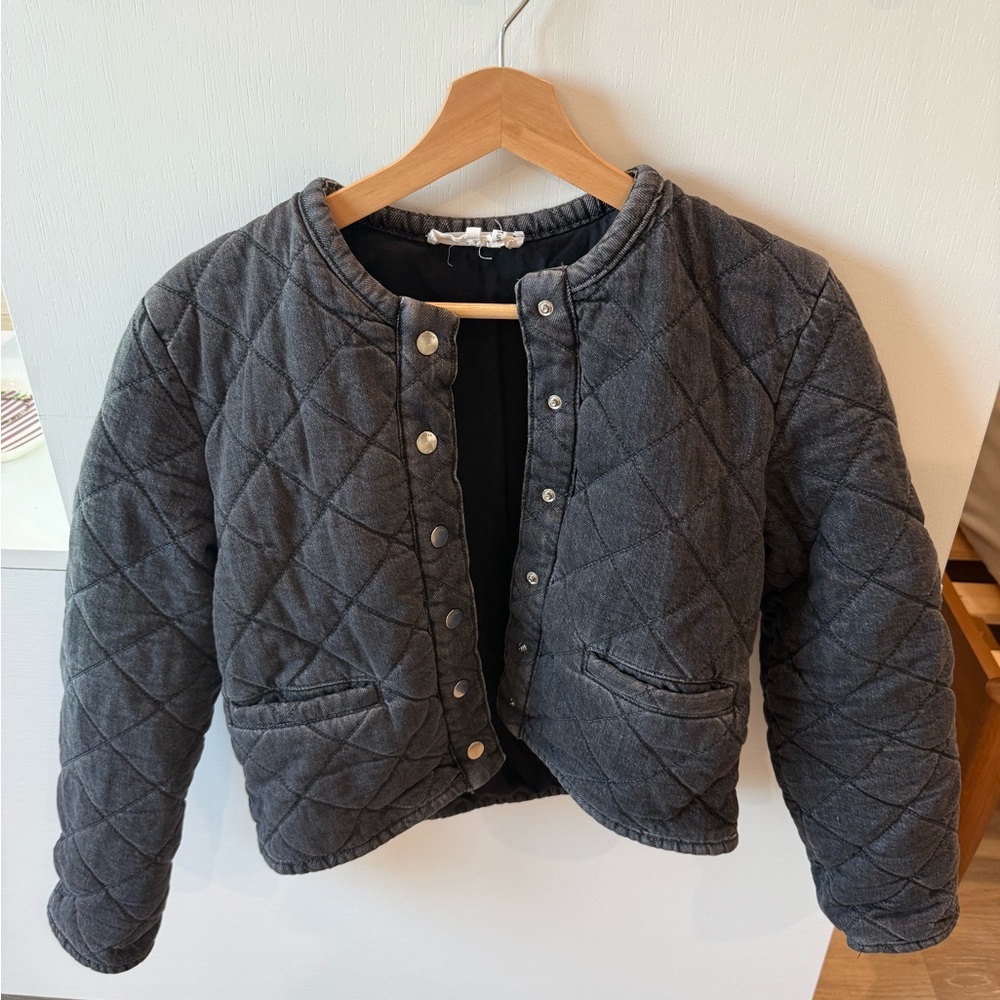 ba&sh Quilted Gray Denim Jacket